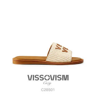VISSOVISM手工编织立体拼接字母一字拖鞋  C28501