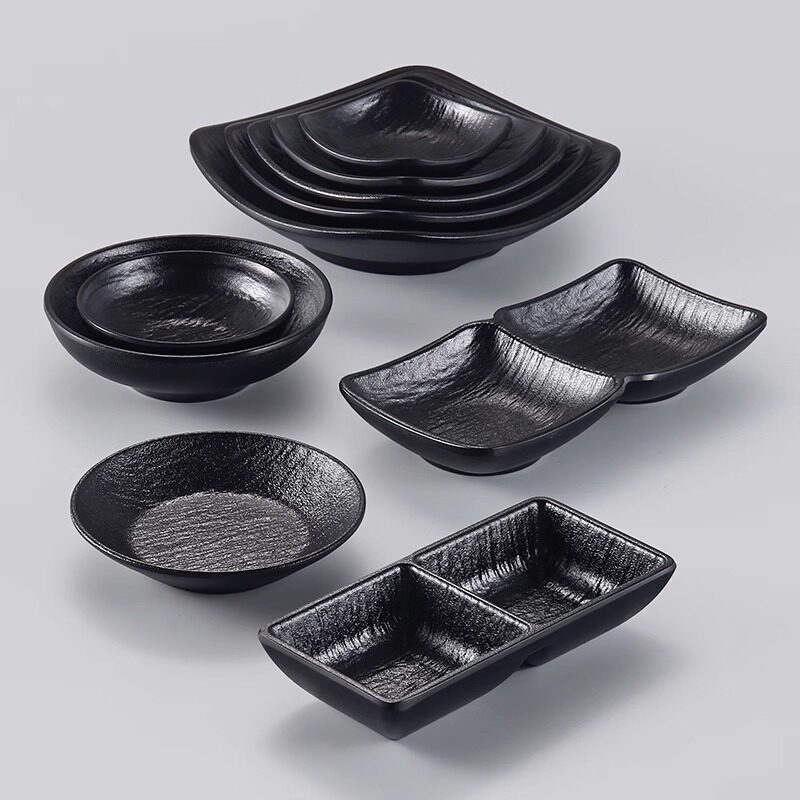 a5密胺餐具黑色磨砂味碟商用蘸料碟火锅店料碗仿瓷小吃调味碟创意