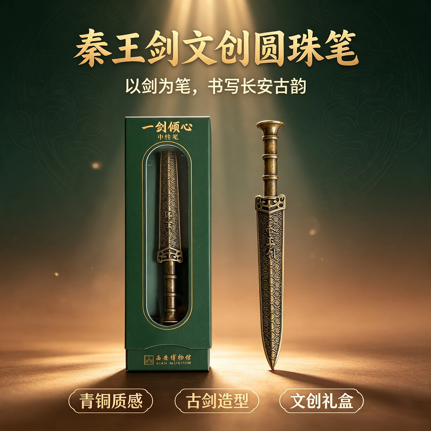 西安文创秦王剑中性笔圆珠笔文化创意文具教师节礼物兵马俑纪念品