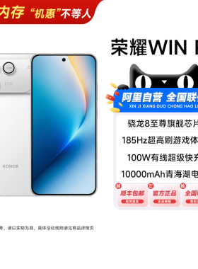 【阿里官方自营】荣耀WIN RT 新品手机 10000mAh巨无霸青海湖电池 185Hz超高刷游戏体验 官方旗舰店官网-200