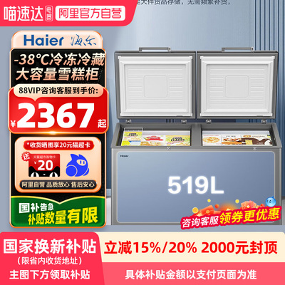 【国家补贴X】海尔冰柜519L一级商用家用-38℃冷冻冷藏转换两用
