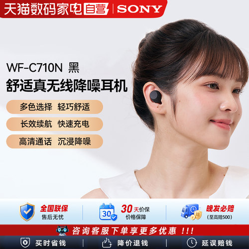 索尼(SONY) WF-C710N 休闲舒适真无线降噪耳机 黑色 133