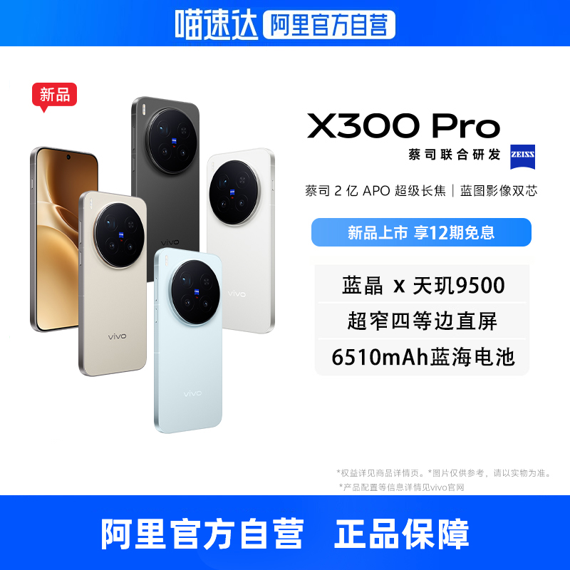 【自营 12期免息】vivo X300 Pro全网通5G旗舰新品手机天玑9500旗舰芯片蔡司2亿APO超级长焦蓝图影像双芯手机