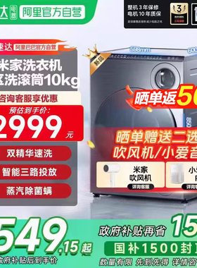 小米米家洗衣机全自动双区洗滚筒10公斤变频 蒸汽除菌螨 智投11