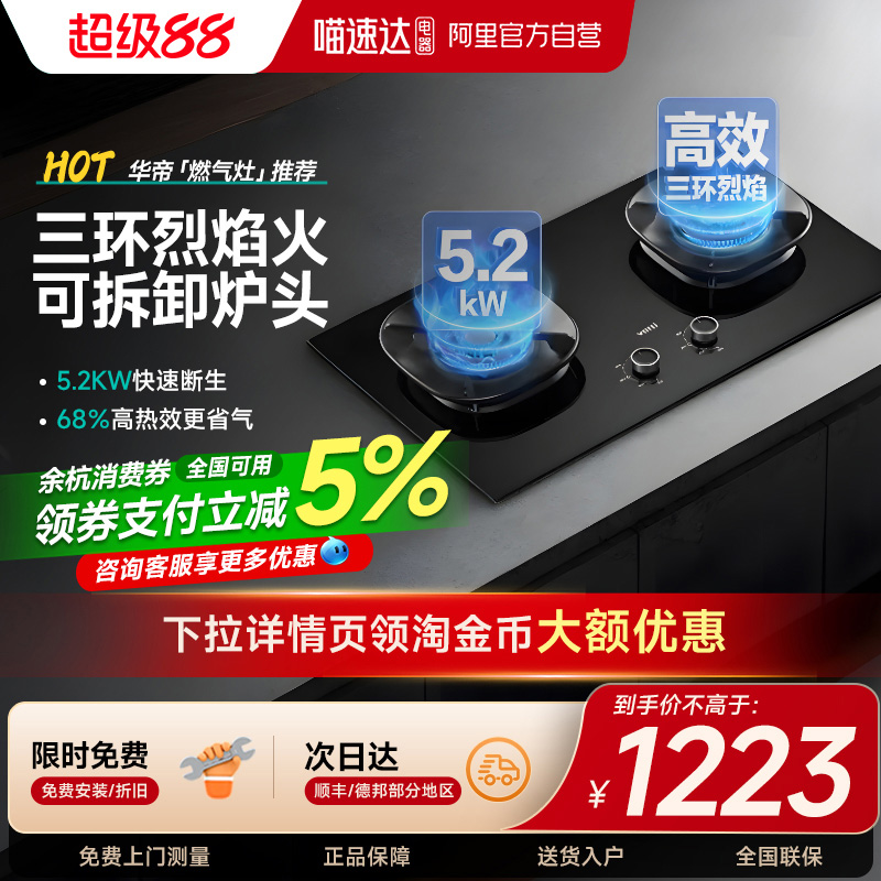 华帝i10309L燃气灶煤气灶家用灶台天然气炉灶猛火63