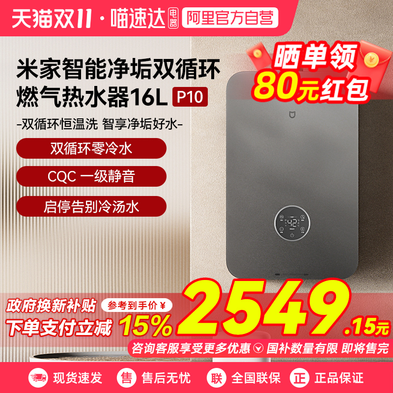【国补20%】小米燃气热水器16LP10双循环天然气家用零冷水恒温03