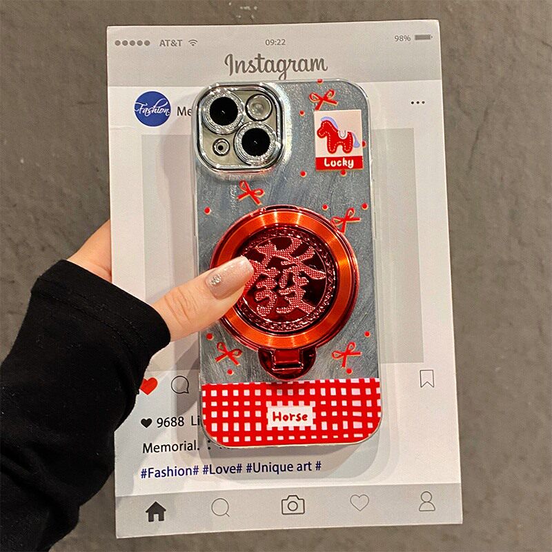 手机壳硅胶2026马年旋转发财支架