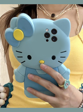 适用苹果16e手机壳iPhone15promax蓝色kt猫14蝴蝶结13立体11卡通12可爱8plus凯蒂猫7p趣味6s硅胶xsmax八8七女