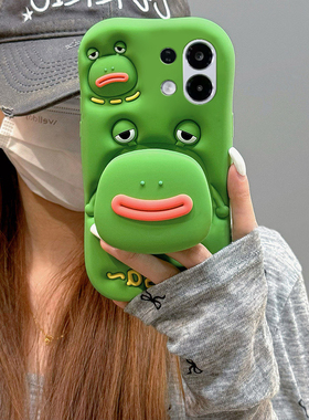 卡通香肠嘴青蛙表情适用oppok13turbo手机壳k13turbopro带挂绳por挂链0ppo立体0pp0丑萌oppo趣味搞怪绿色硅胶