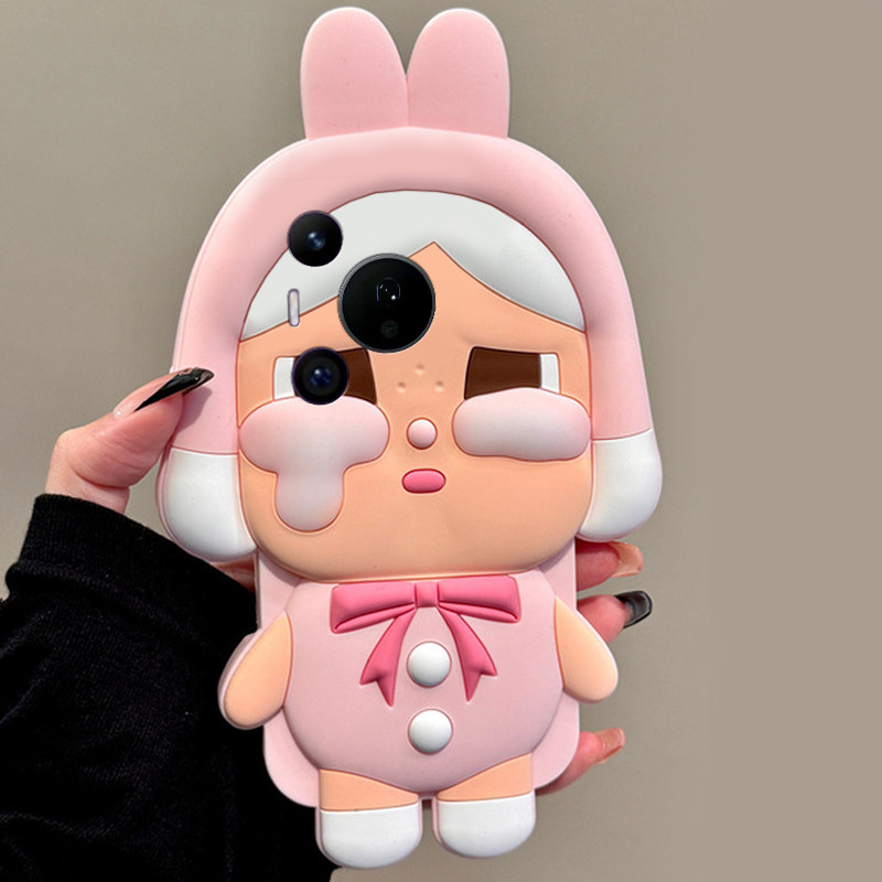 手机壳硅胶卡通呆萌粉色哭娃兔子女孩