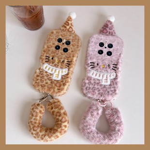 豹纹围巾kt猫适用华为mate80promax手机壳mete80gts秋冬70air毛绒60rs非凡大师50e卡通40pro 立体十huawei女p