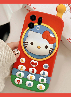 适用oppofindx9手机壳findx9pro卡通findx9plus立体por可爱KT猫0pp0大哥大0ppo凯蒂猫电话红色防摔硅胶软壳女
