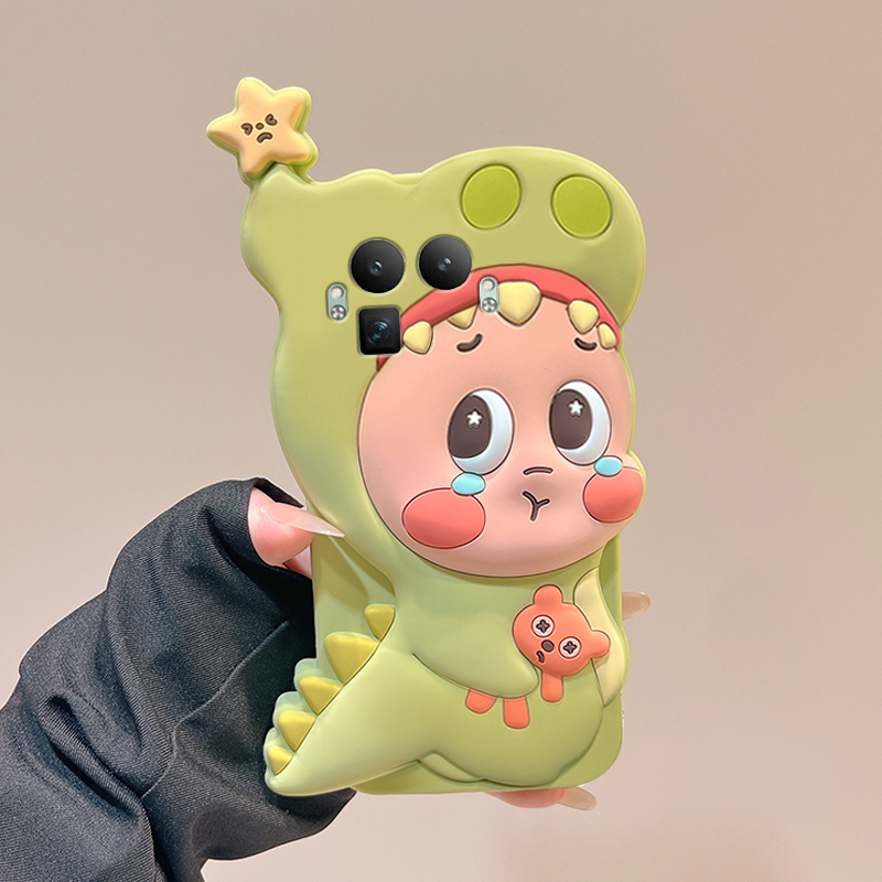 小恐龙星星人适用oppo真我13pro+手机壳gt8立体12pro至尊版11呆萌neo7趣味gt6可爱5se卡通3硅胶2t十realme软p
