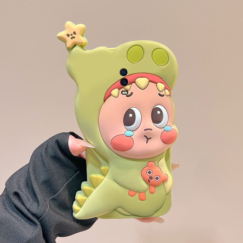 小恐龙星星人适用oppor17pro手机壳r15梦境版立体r15x呆萌r11splus趣味r9s可爱k1卡通oppo硅胶全包防摔软壳女