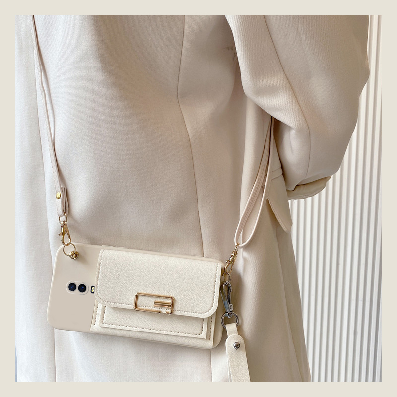 手机壳硅胶简约回字扣卡包零钱包带斜跨挂绳