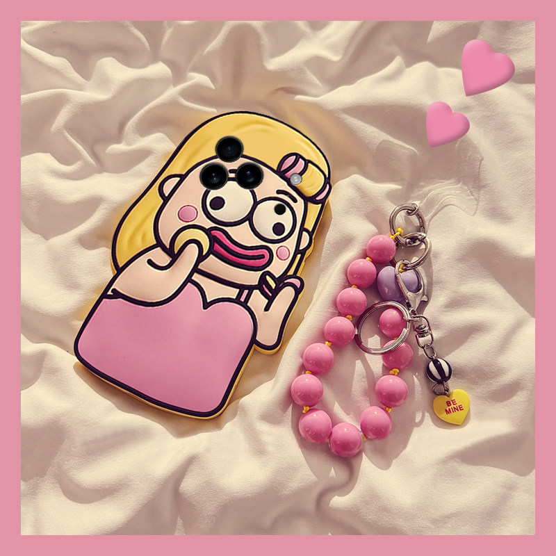 搞怪香肠嘴女孩适用苹果17air手机壳iphone16e丑萌15promax珍珠14plus挂链13立体12恶搞11软8/xrmax/7xs/6sp