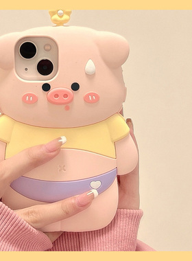 适用苹果16手机壳小米15华为pura70卡通mate60pro立体nova13荣耀400花朵vivos20小猪x200可爱opporeno13超萌p