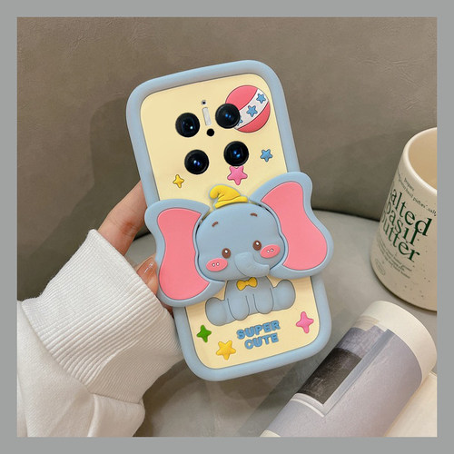 手机壳硅胶卡通趣味小飞象支架