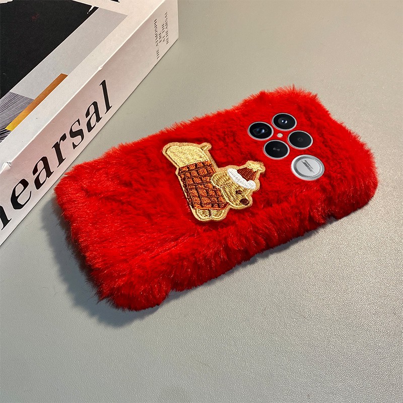 手机壳秋冬红色卡通圣诞帽子小狗