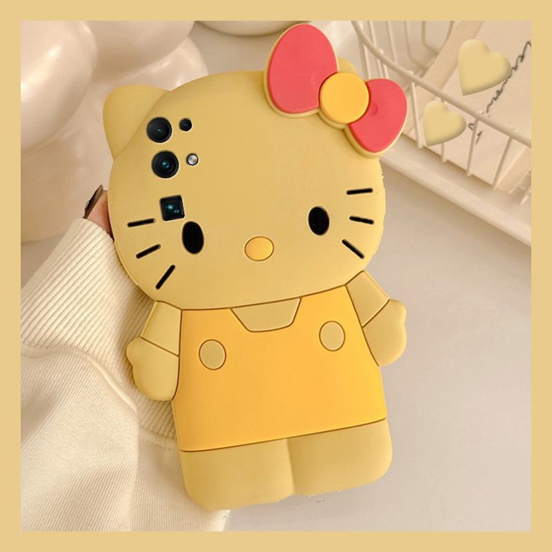 手机壳硅胶可爱卡通黄色KT猫凯蒂猫带手链