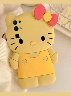 立体黄色kt猫适用华为荣耀v30pro手机壳畅玩30plus卡通麦芒40可爱x20se凯蒂猫10i带9x挂链8a趣味x30i十honor