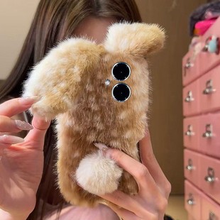 毛绒兔子耳朵适用vivoy500pro手机壳y50m秋冬y300gt晕染y200t水墨y100i拼色y77e毛茸茸y78 卡通y93s十vivo女p