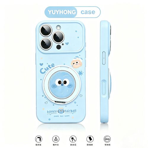 手机壳液态硅胶可爱卡通蓝色煤球