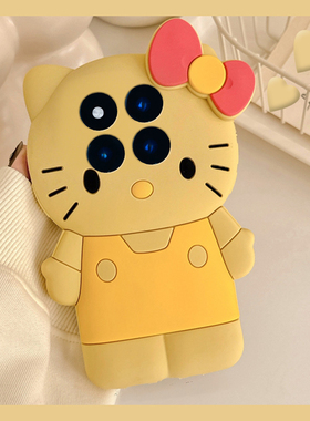 立体黄色kt猫适用小米红米note15pro+手机壳noto14卡通13por可爱12turbo凯蒂猫11tpro带10挂链9趣味十redmi女