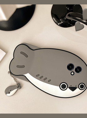 灰色鲸鱼适用华为荣耀畅玩70plus手机壳x70i立体power创意400个性300ultra卡通100pro+可爱90gt趣味十80se女p