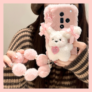 毛绒星星小狗适用oppok13s手机壳k13turbopro秋冬k12plus毛茸茸k11x带findx8s+挂链x7ultra卡通k9s十oppo可爱