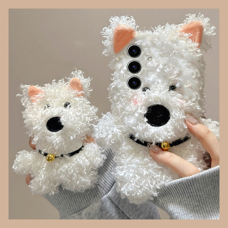 手机壳秋冬毛绒泰迪绒卡通趣味立体小狗