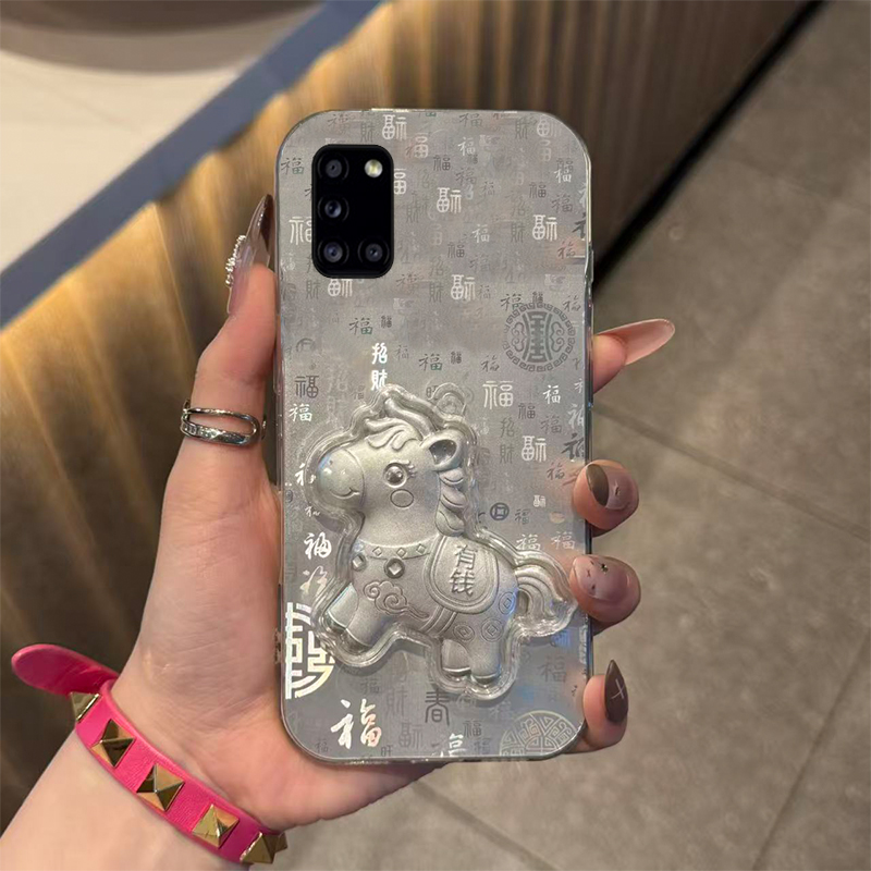 手机壳硅胶百福新年马年立体卡通马上有钱