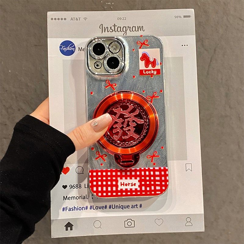 手机壳硅胶2026马年旋转发财支架