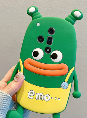 适用oppofindx8s+手机壳findx7ultra卡通x6pro立体k13turbo青蛙k12s香肠嘴k11搞怪k10趣味k9丑萌k5十绿色女生