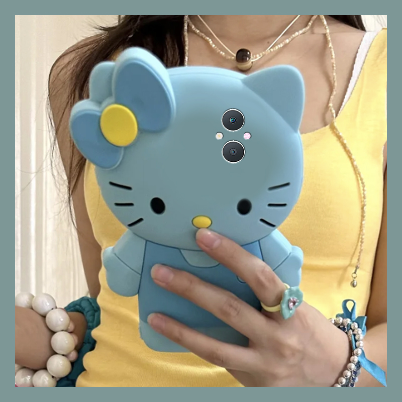 手机壳硅胶卡通趣味青色KT猫凯蒂猫