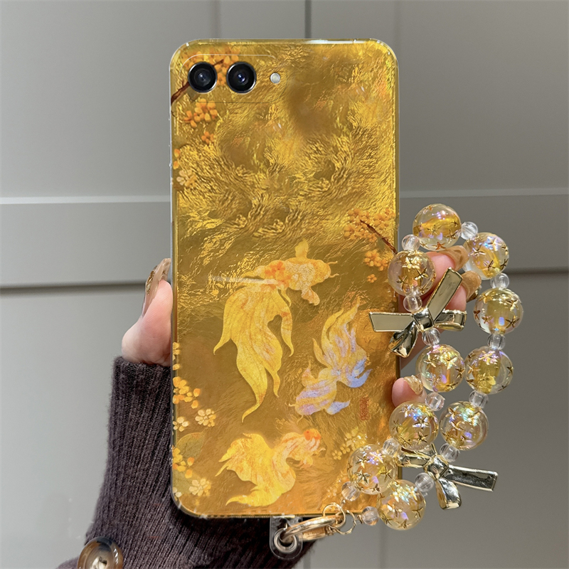 手机壳新年蛇年本命年中国风金色锦鲤带手链