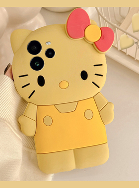 立体黄色kt猫适用oppo真我13pro+手机壳gtneo5se卡通12可爱11凯蒂猫gt7带6挂链q3s趣味v25硅胶x2十realme软壳