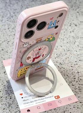 卡通女孩适用oppofindx9ultra手机壳findx8s+带x7旋转x9s磁吸x8pro支架k12plus侧边k13x真我q5i爱心十大视窗p