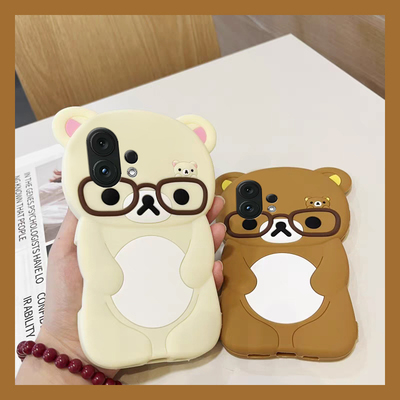 适用vivos30pro手机壳s20卡通s19立体s18e耳朵s17轻松熊s16带s15眼镜s12可爱s10小熊s9情侣s7硅胶vivo软壳女p