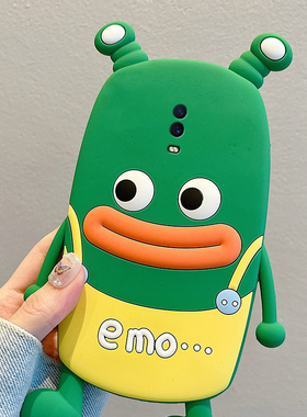 适用oppok1手机壳r15x卡通r17pro立体r15青蛙r11s香肠嘴r11搞怪r9s趣味r9plus丑萌k1绿色oppo硅胶por软壳女生