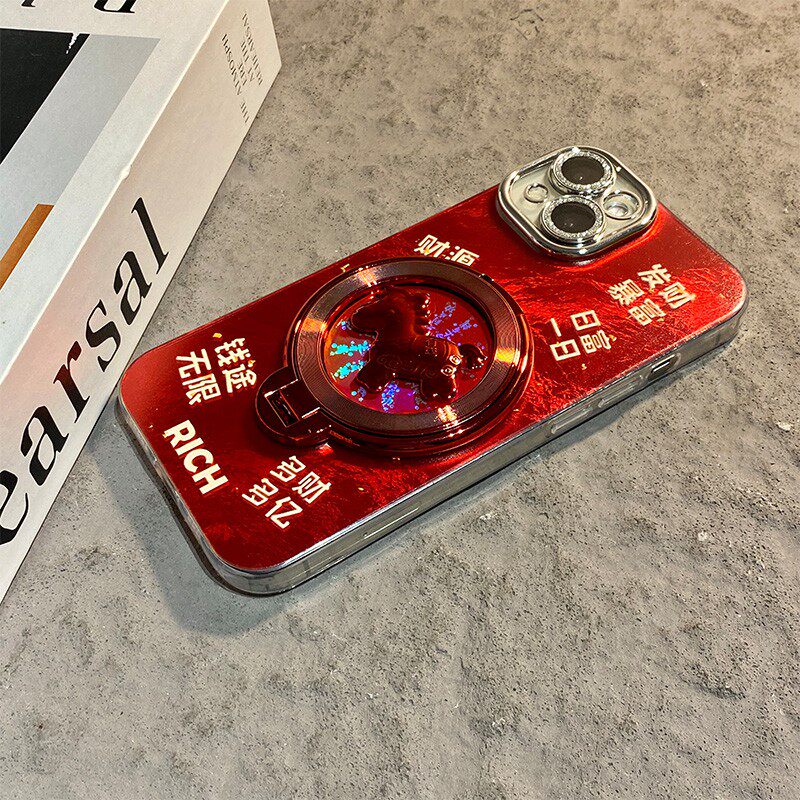 手机壳2026马年旋转暴富小马支架