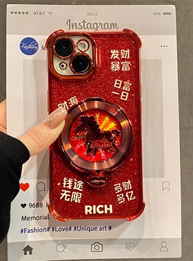 2026财运滚滚适用vivoiqooneo11手机壳iqoo15新年y500pro旋转y300por+小马y300i支架十vivo马年iq00neo红色女