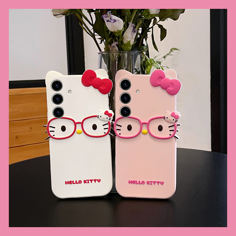 手机壳硅胶卡通趣味带眼镜蝴蝶结KT猫凯蒂猫