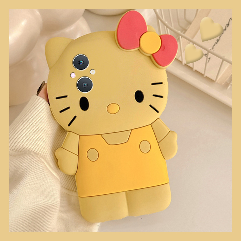 手机壳硅胶可爱卡通黄色KT猫凯蒂猫带手链