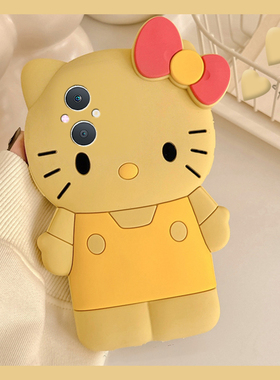立体黄色kt猫适用oppoa6pro手机壳a6max卡通a6gt可爱a6i凯蒂猫a58x带a93s挂链a5por趣味a72a32a97硅胶a95软壳