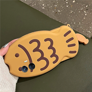 适用vivoy300gt手机壳y300pro+卡通y200i立体100鲷鱼烧y97带y95挂件u1可爱y67趣味y76s创意十vivo硅胶软壳女p