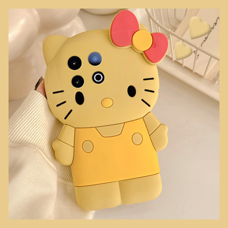 手机壳硅胶可爱卡通黄色KT猫凯蒂猫带手链