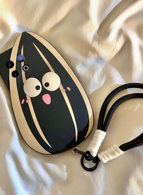 适用vivoiqooz10turbo+手机壳iqooz10turbo+卡通vivo立体iq00黑色iqz十vivi瓜子vovo表情带手绳挂绳个性创意