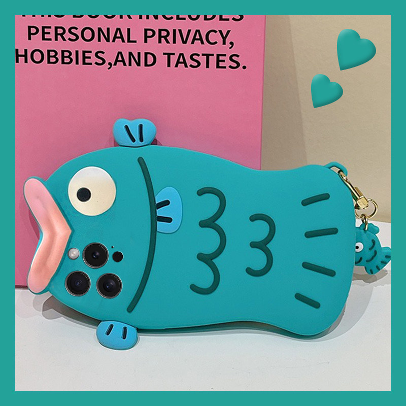 适用苹果16e手机壳iPhone15promax立体14小丑鱼13带挂件11卡通12可爱8plus趣味7p搞怪6s丑萌xsmax八8七x硅胶p