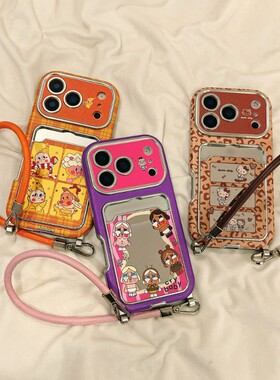 豹纹kt猫卡包适用小米红米k80手机壳note13pro卡通noto12turbo星星人turbo4por哭娃k70凯蒂猫k60镜面redmik女